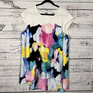 Lela Rose X Lane Bryant Blouse Women's 22 Abstract Watercolor Floral Hi-Lo Top